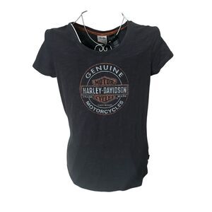 Harley Davidson Shirt Womens Black Graphic Tee Motorcycles blouse size small
